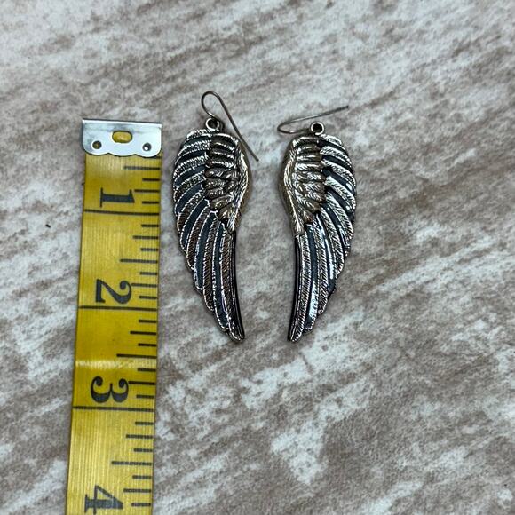 Feather Wings Black Silver Earring Bundle 2 Fashion Jewelry - Picture 2 of 3